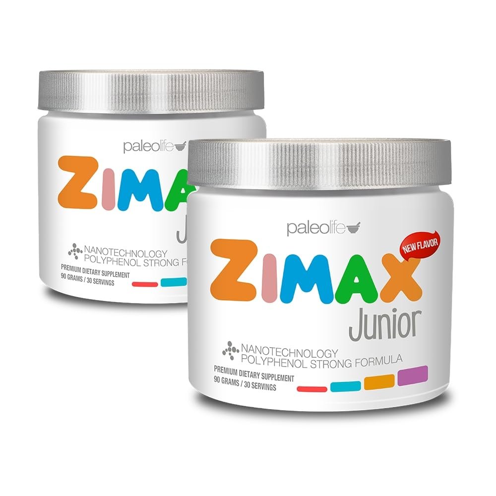 ZIMAX Junior Super Antioxidant for Children and Adolescents Between 4 and 16 Years, 100% Natural with Vitamin C, Magnesium, Vitamin D3,Curcumin, Ginger and Minerals