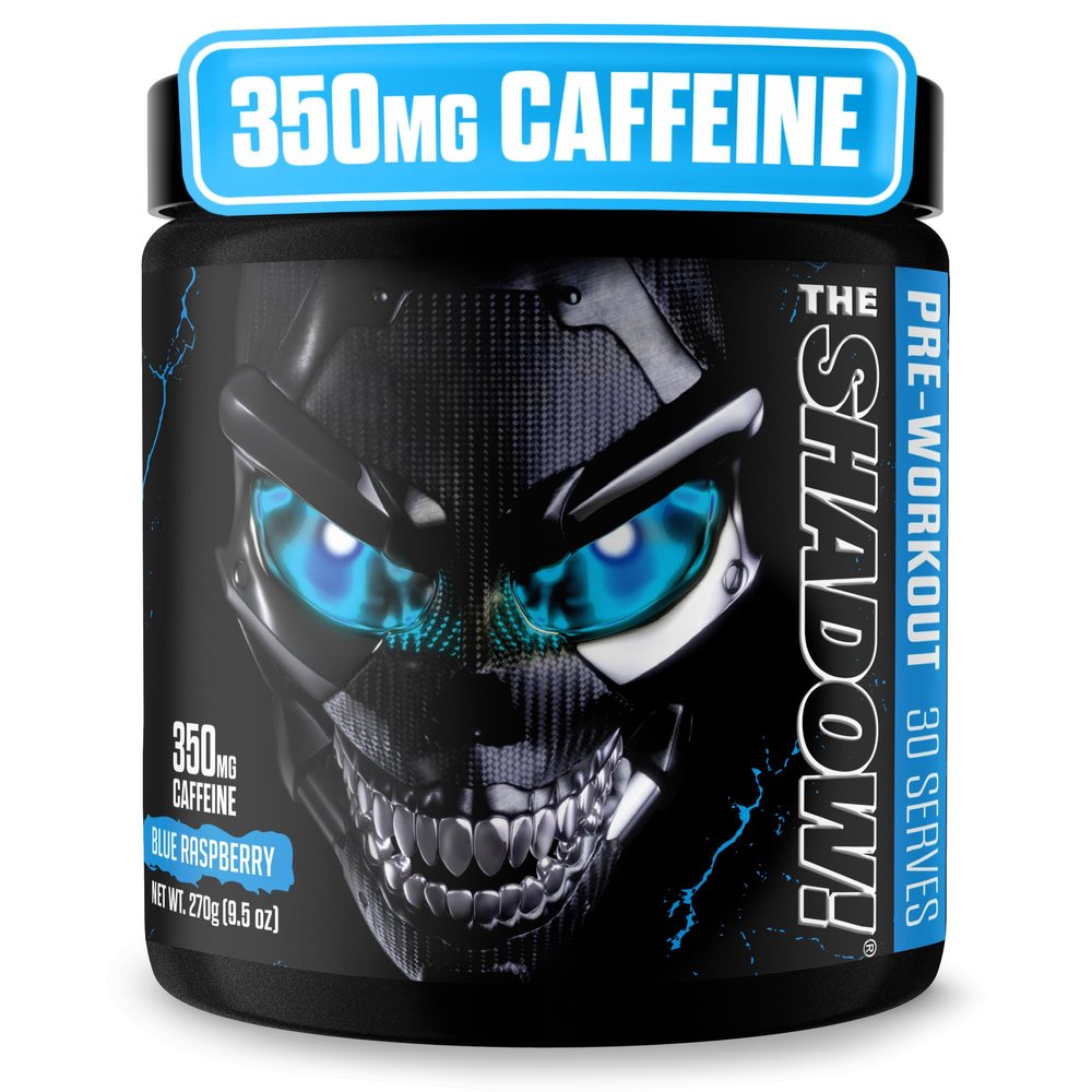 JNX SPORTS The Shadow! High Stim Preworkout | 350mg of Caffeine | Blue Raspberry 30 Servings | Electric Energy, Mental Focus & Superhuman Strength for Men & Women