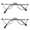 REAVEE 2 Pack Retro Designer Half Moon Reading Glasses for Women Men Spring Hinge Half Frame Readers Stylish Slim Eyeglasses with Pouch, Gun Grey 1.0 view 1