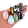 Set of 7 Palm Stone Teardrop Gemstones Polished Tumbled Healing Crystal Natural Smooth Pocket Stones Rose Quartz Opalite Moss Agate Amethyst Tiger Eye Green Aventurine Mix Color view 1