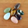 Set of 7 Palm Stone Teardrop Gemstones Polished Tumbled Healing Crystal Natural Smooth Pocket Stones Rose Quartz Opalite Moss Agate Amethyst Tiger Eye Green Aventurine Mix Color view 2