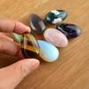 Set of 7 Palm Stone Teardrop Gemstones Polished Tumbled Healing Crystal Natural Smooth Pocket Stones Rose Quartz Opalite Moss Agate Amethyst Tiger Eye Green Aventurine Mix Color view 3