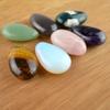 Set of 7 Palm Stone Teardrop Gemstones Polished Tumbled Healing Crystal Natural Smooth Pocket Stones Rose Quartz Opalite Moss Agate Amethyst Tiger Eye Green Aventurine Mix Color view 4