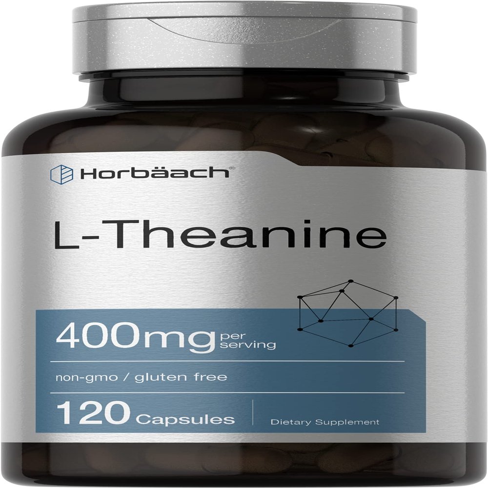 Horbach L-Theanine Supplement | 400mg | 120 Powder Capsules | Non-GMO & Gluten Free