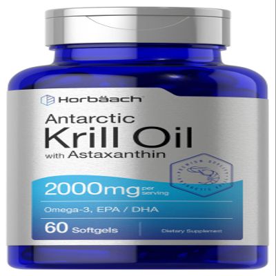 Horbach Antarctic Krill Oil 2000mg | 60 Softgel Capsules | Omega-3, EPA, DHA Supplement | with Astaxanthin | Non-GMO, Gluten Free