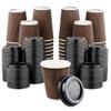 [400 SET]Harvest Pack 12 oz Disposable Coffee Cups, Insulated Ripple Double-Walled Paper Cup with Lid, Brown Geometric, Tea Hot Chocolate Drinks To go coffee cups view 1