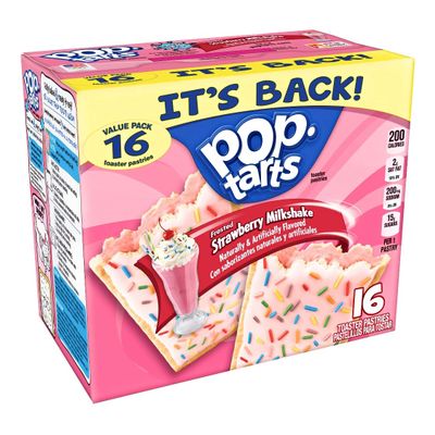 Kelloggs Pop-Tarts Breakfast Toaster Pastries, Frosted Strawberry Milkshake, 28.2 oz, Value Pack (16 Count)