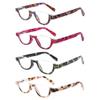 4 Pairs of Colorful Fashion Half Moon Frame Reading Glasses Spring Hinge Male and Female Readers (4 Pack Mix, 3.0) view 1