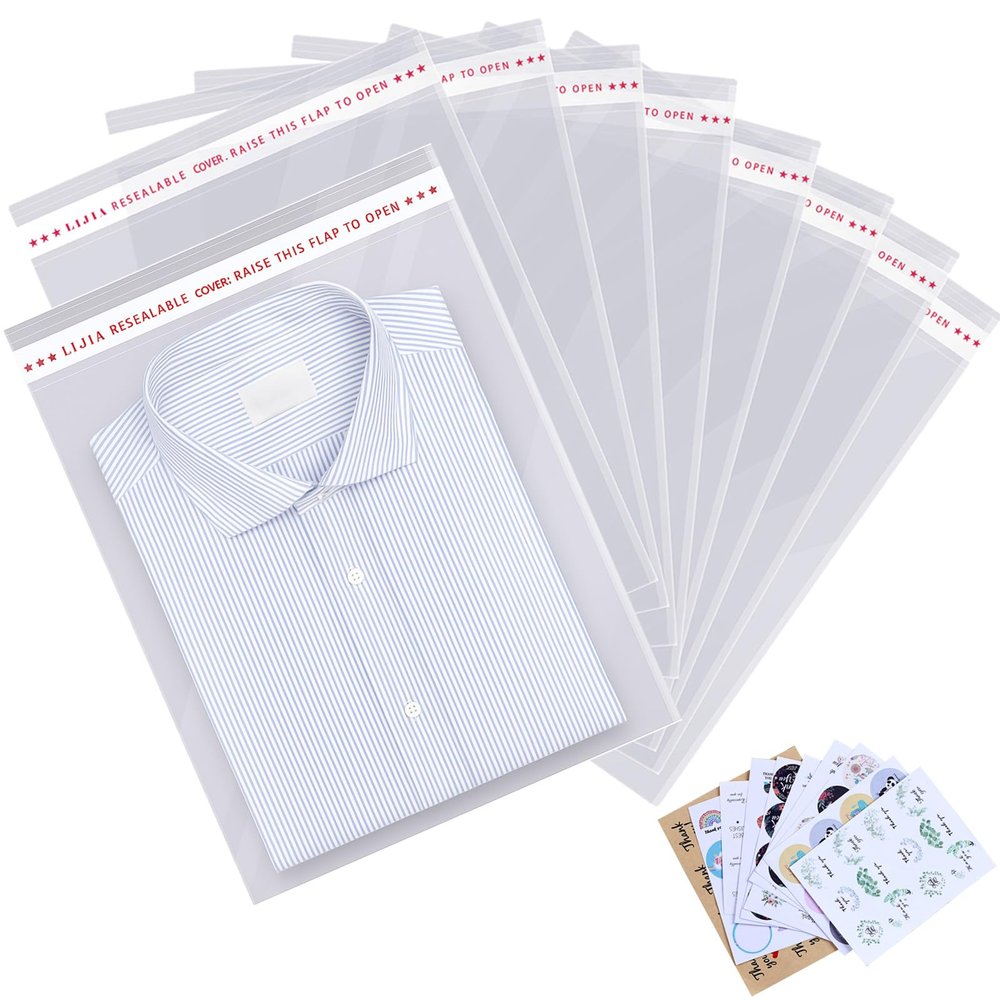 12x16 in 200 pcs Large Clear Resealable Cellophane Bags for Packaging Products Self-sealing Gift Bags Self Adhesive Plastic Bags for Gifts ,Clothes, Treats, Small Business, Thank you Stickers