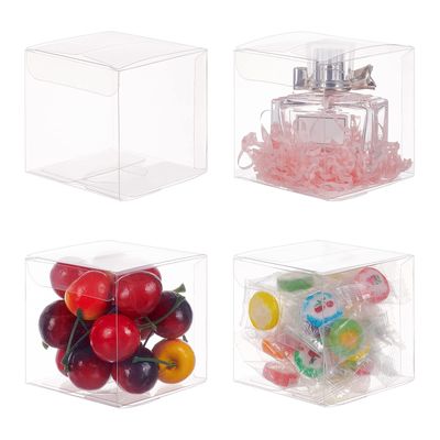 BENECREAT 50PCS 2.7x2.7x2.7 Inches Clear Plastic Favor Box Gift Packing Box for Wedding Party Treats, Candy Choclate and Dessert