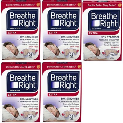 Breathe Right Nasal Strips to Stop Snoring, Drug-Free, Extra Tan, 130 (Count)