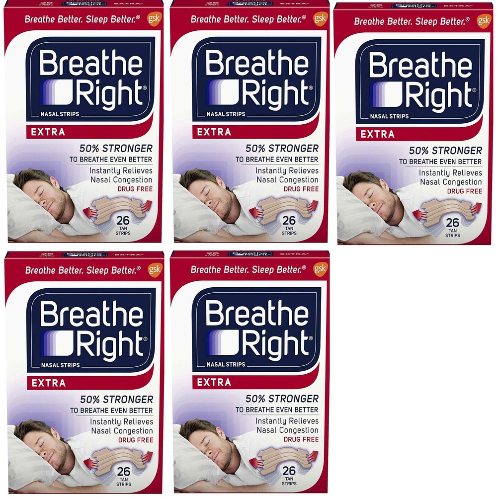 Breathe Right Nasal Strips to Stop Snoring, Drug-Free, Extra Tan, 130 (Count)
