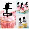 TA0083 Hornbill Bird Silhouette Party Wedding Birthday Acrylic Cupcake Toppers Decor 10 pcs with Personalized Your Name view 2