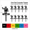 TA0494 Robot Toy Silhouette Party Wedding Birthday Acrylic Cupcake Toppers Decor 10 pcs with Personalized Your Name view 3