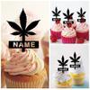 TA0480 Rasta Leaf Silhouette Party Wedding Birthday Acrylic Cupcake Toppers Decor 10 pcs with Personalized Your Name view 2