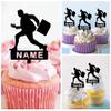 TA0089 Business Man Running Silhouette Party Wedding Birthday Acrylic Cupcake Toppers Decor 10 pcs with Personalized Your Name view 2