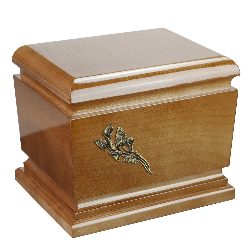Remember Forever Wooden Cremation Ashes Urn for Adult Unique Memorial Funeral Ashes Urn Human Cremation Urn (Calla Lily)