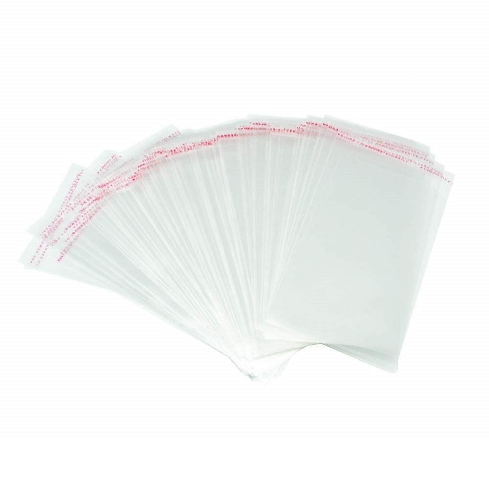 Borningfire 200 Pcs 6"x6" Square Clear Resealable Cello/Cellophane Bags Self Adhesive Sealing, Good for Bakery Candle Soap Cookie Candy Prints Card