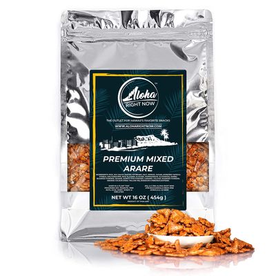 Aloha Right Now Premium Mixed Arare Rice Crackers Mochi Crunch Japanese Hawaiian Style Asian Snack Mix 1LB 16oz