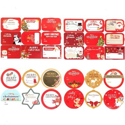 128Pcs Christmas Self Adhesive Gift Tag Stickers Santa Snowmen Xmas Tree Deer Christmas Festival Birthday Wedding Holiday Decorative Presents Labels Decals Christmas Gift