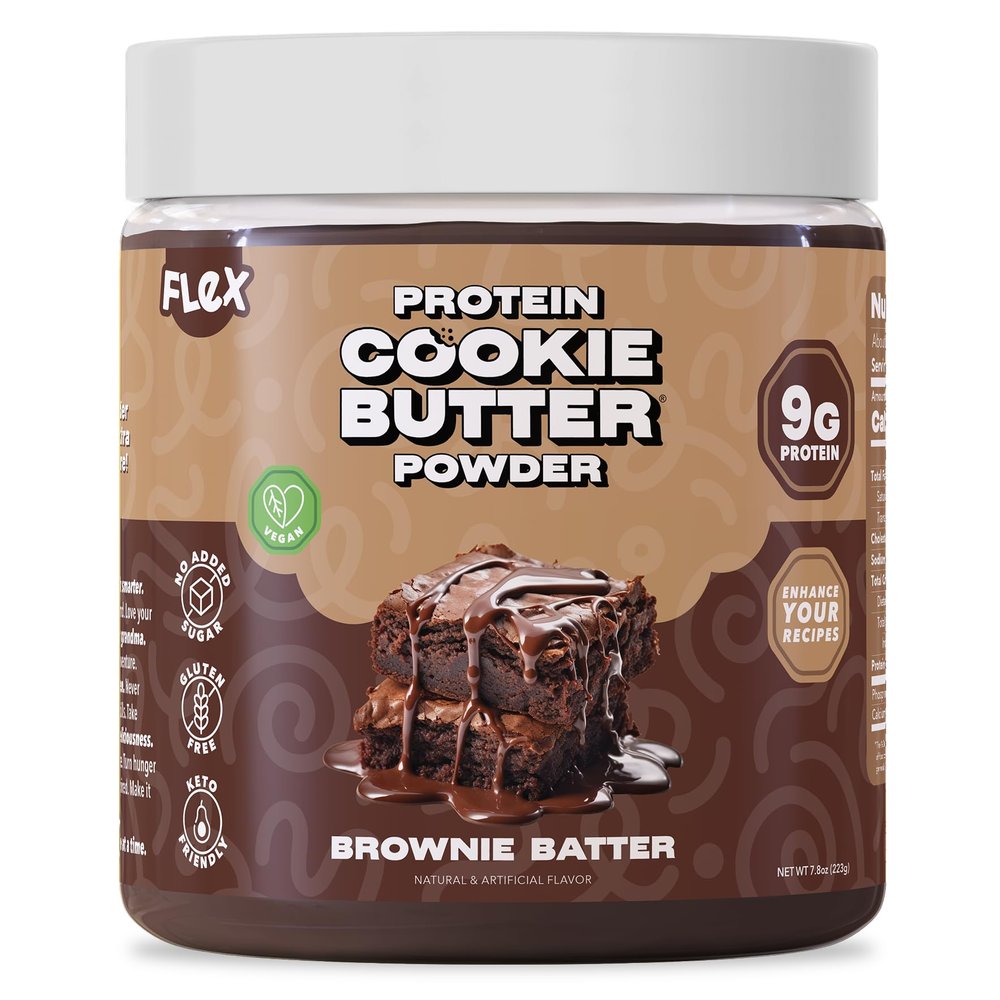 Flex Vegan Protein Cookie Butter Powder - Brownie Batter | Dairy-Free, Keto-Friendly, Low Carb, Sugar-Free, Gluten-Free | Easy to Mix, Bake and Spread | 8.1oz