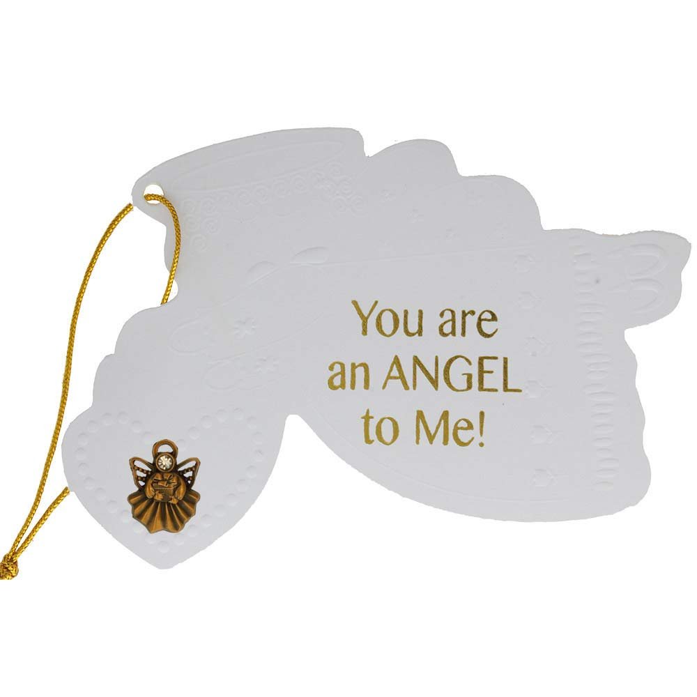 12 Angel Gift Tags with Antique Gold Angel Lapel Pins 'You are an Angel' (Pkg of 12)