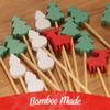 BambooMN Christmas Holiday Bamboo Party Picks - 5.9" - Pinetree, Reindeer, Snowman - 1,000 Units view 3