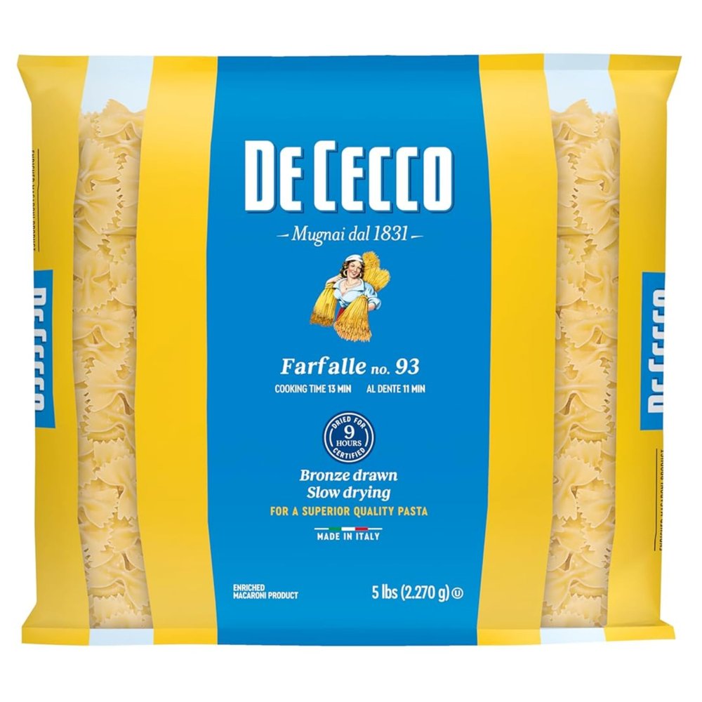 De Cecco Semolina Pasta, Farfalle, 5 Pound
