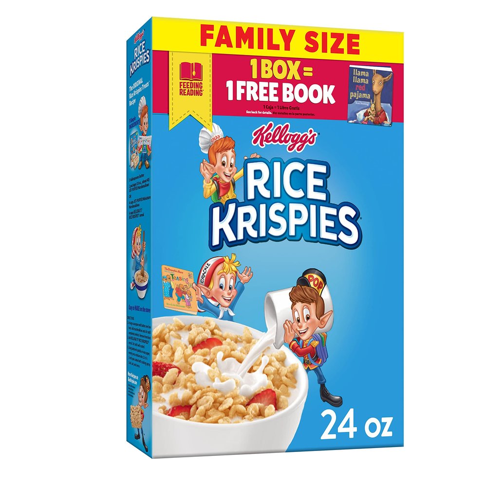 Kellogg's Rice Krispies Breakfast Cereal Kids Snacks Baking Marshmallow Treats Giant Size Original 24oz Box (1 Box)
