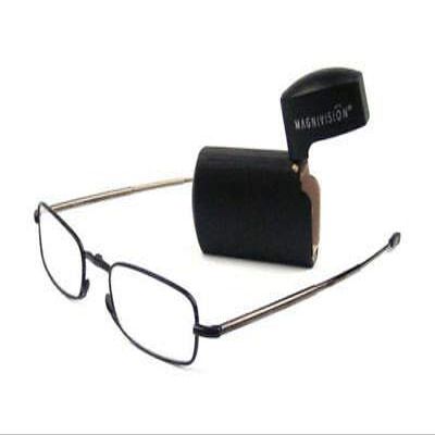 Foster Grant Men's Gideon Folding Rectangular Reading Glasses (Black, 3.25)