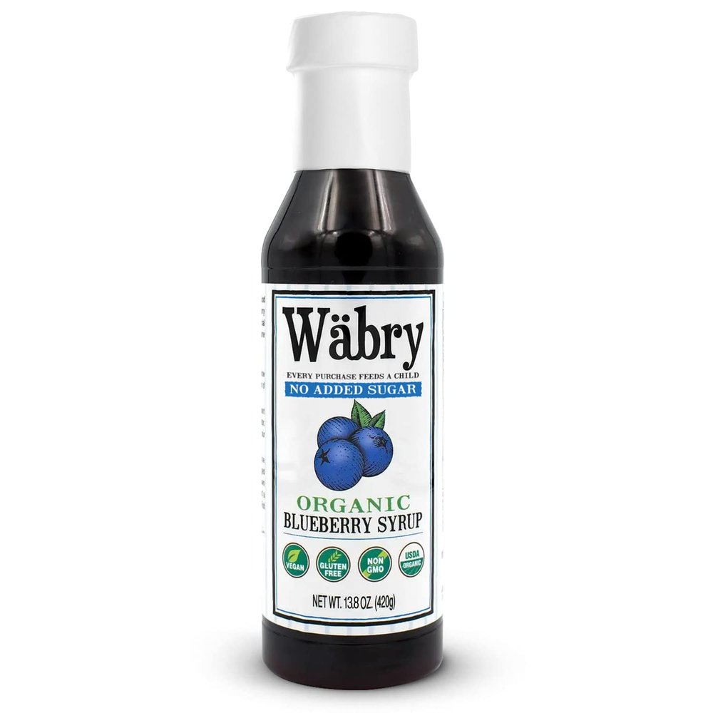 Wbry Blueberry Syrup No Added Sugar  13.8oz (390g), Natural Fruit Flavor Organic Snow Cone Syrup Sweetened with Stevia & Erythritol for Shaved Ice, Waffles, Ice Cream, Tea, Non-GMO, Dye-Free & Vegan