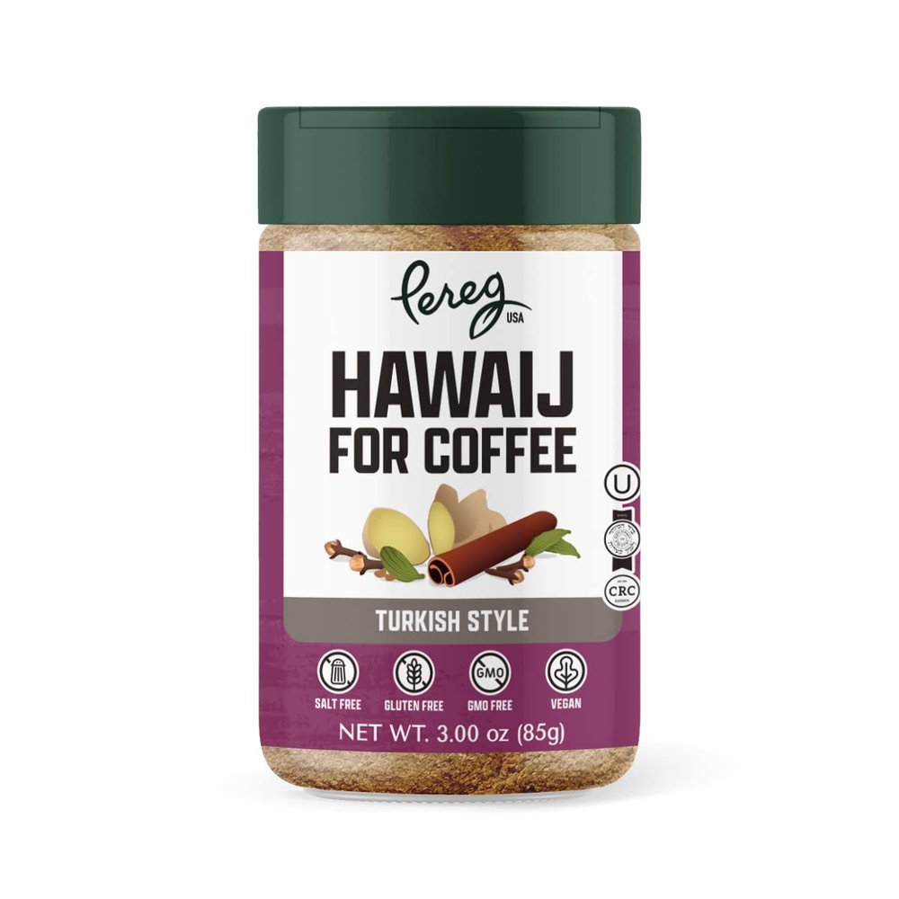 Pereg Coffee Mix | Coffee Spice Mix with Hawaij, Ginger, Cinnamon, Cloves & Cardamom | Mixed Spices for Arabian, Turkish, Coffee or Chai | Made in USA |4.25 Oz