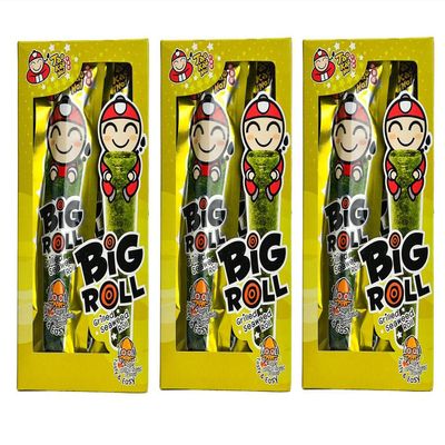Tao Kae Noi Big Roll Grilled Seaweed Roll 9 Packets Per Box, (32.4 g) - 3 Boxes (Spicy Grilled Squid)