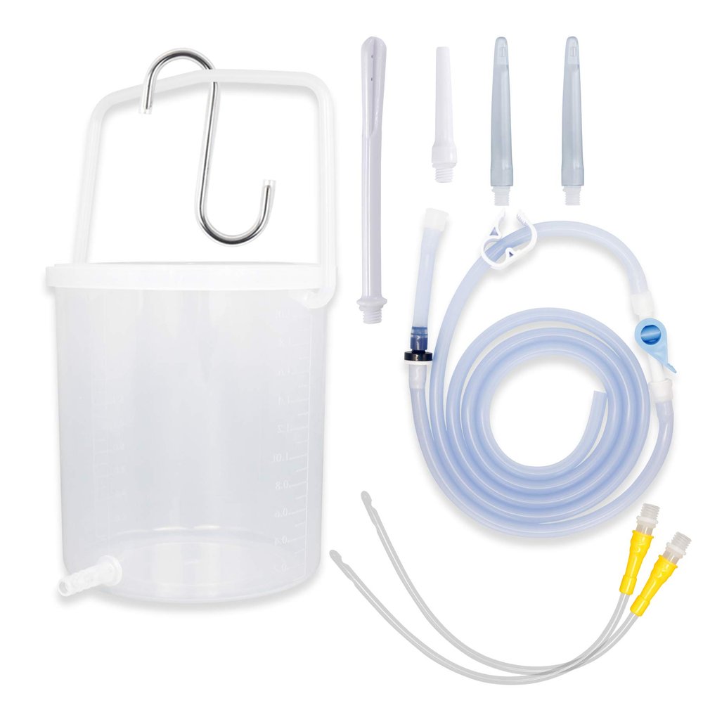 Topquafocus Large Enema Bucket Kit Anti-backflow Enema Kit for Men Women Colon Cleansing Detox Enemas 2 quarts Capacity 5 Tips Enema Kit