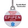 EPIPEN Inside Allergy Alert Tags Help Locate Epipen in Emergency. Message Printed on Both Sides. Durable Metal Two Piece Set view 4