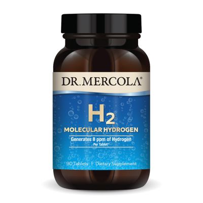 Dr. Mercola H2 Molecular Hydrogen - Supports Healthy Aging, Cellular Energy & Brain Health - with Elemental Magnesium - GMO-Free, Gluten-Free & Soy-Free - 90 Tablets (90 Servings)