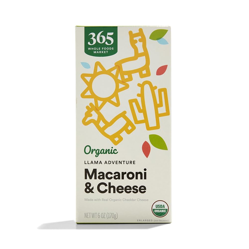 365 by Whole Foods Market, Organic Cheddar Macaroni & Cheese Shapes, Llama Adventure, 6 Ounce
