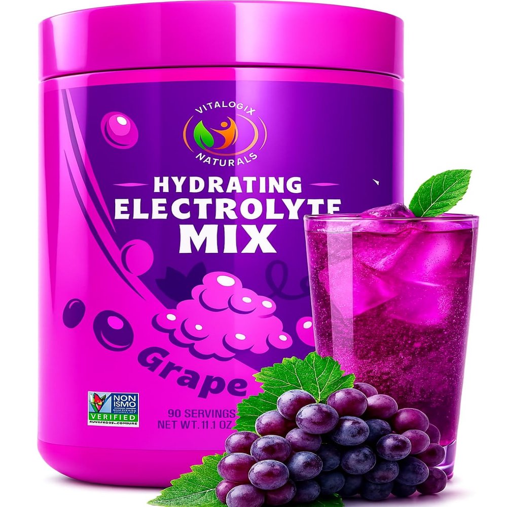 Vitalogix Naturals Electrolytes Powder No Sugar - Hydration Powder I Zero Calories, Carbs or Artificial Ingredients, Rehydration Sugar Free Electrolyte Drink Mix, Keto - 90 Servings
