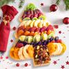 A Gift Inside Season's Greetings Dried Fruit Gift on Reusable Bamboo Christmas Tree Serving Tray view 2
