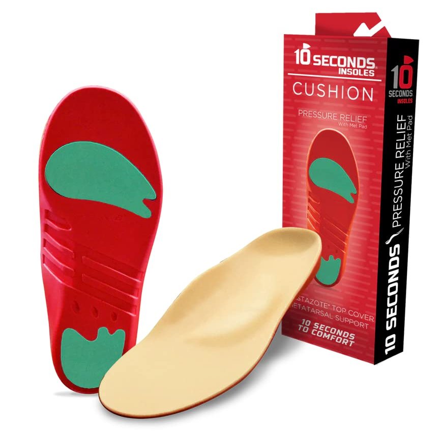 10 Seconds Pressure Relief 3030 with Metatarsal Pad  Ultra Cushioned - Medium Arch Support - Medium Arch Height, Trim to Fit, Molds to Foot Plastazote Memory Foam Topper (M 5, W 7)