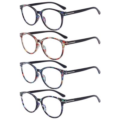 Reading Glasses 4 Pack, OWN4B Vintage Fashion Designer Floral Design Readers Eyeglasses Readingglasses for Women Men Unisex (4 Pack Mix Color, 1.5)