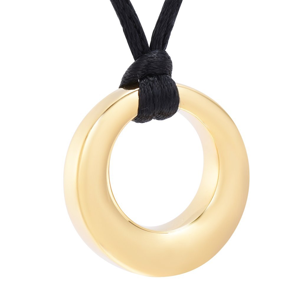 Yinplsmemory Cremation Jewelry Keepsake Urn Necklace for Ashes Circle of Life Stainless Steel Ashes Jewelry (Gold)
