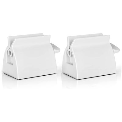 2pcs-Rolling Tube Toothpaste Squeezer Toothpaste Seat Holder Stand for Bathroom Accessories White