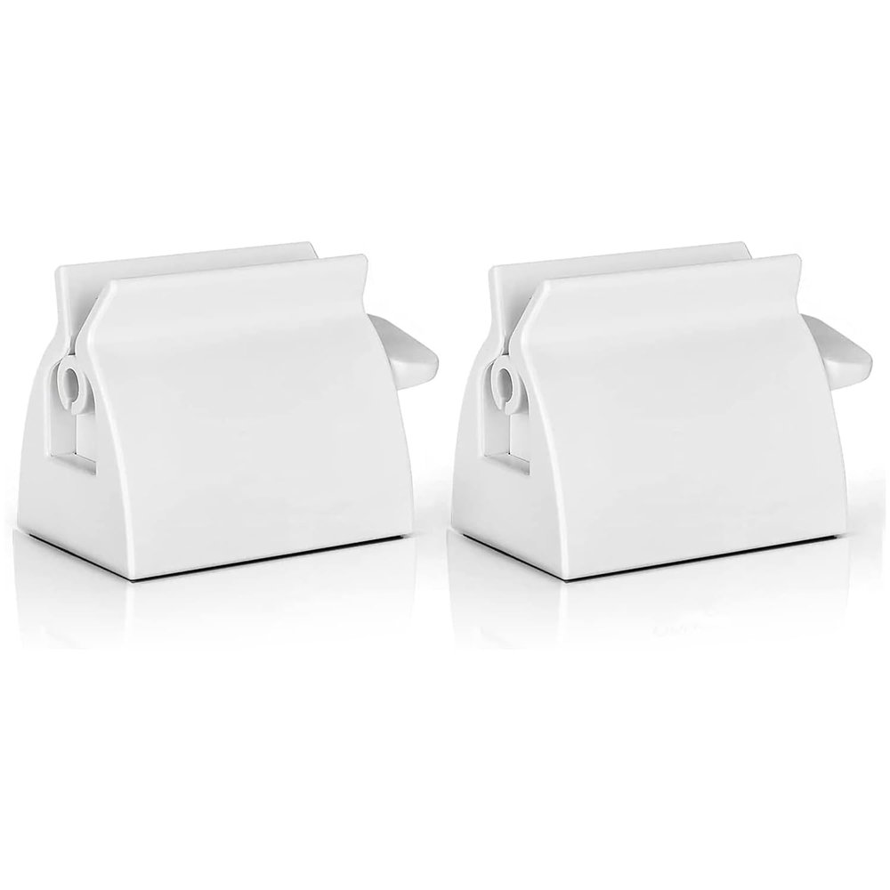 2pcs-Rolling Tube Toothpaste Squeezer Toothpaste Seat Holder Stand for Bathroom Accessories White