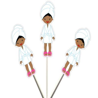 12 Count - SPA GIRL CUPCAKE TOPPERS, SPA BIRTHDAY PARTY, SPA PARTY, SPA GIRL CUPCAKE TOPPERS