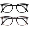 OPULIZE BEX Reading glasses for Women Men, Large Designer Style Sturdy frame with Spring Hinges,Matt Black, Matt Brown Tortoiseshell Black Arms +1 (Pack of 2) view 1