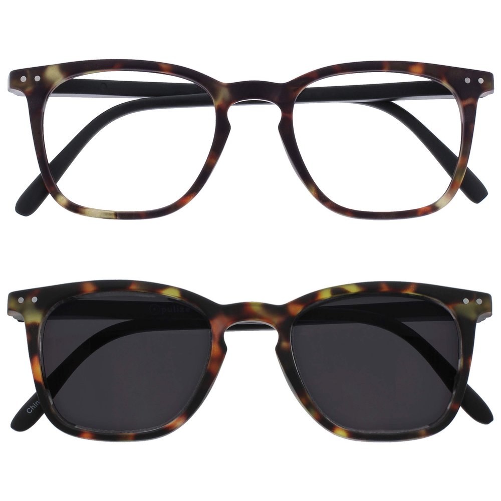 OPULIZE BEX Reading glasses for Women Men, Large Designer Style Sturdy frame with Spring Hinges,Matt Black, Matt Brown Tortoiseshell Black Arms +3.5 (Pack of 2)