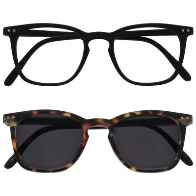 OPULIZE BEX Reading glasses for Women Men, Large Designer Style Sturdy frame with Spring Hinges,Matt Brown Tortoiseshell With Black Arms +1.5 (Pack of 2)