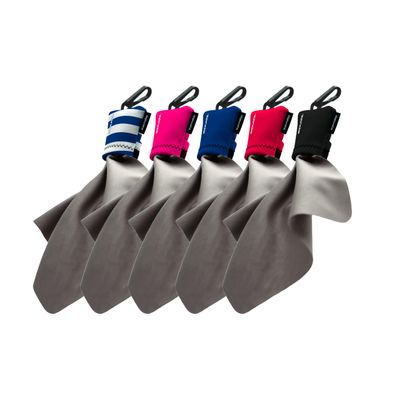 SPUDZ Ultra Variety Pack | Five 6" x 6" Microfiber Towels w/Neoprene Pouches | Premium Microfiber Cleaning Cloths for Laptops, Lenses, Cameras, Screens, and More | 5 Color Variety Pack (General)