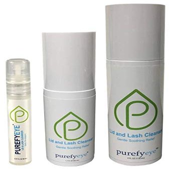 PUREFYEYE (Bundle) Eyelid Daily Cleanser for Relief from Dry Eyes, Itchy Skin, Rosacea, Pink Eyes. Gentle, Non-irritating and Hypoallergenic. (8ml, 1.7oz, 4oz)
